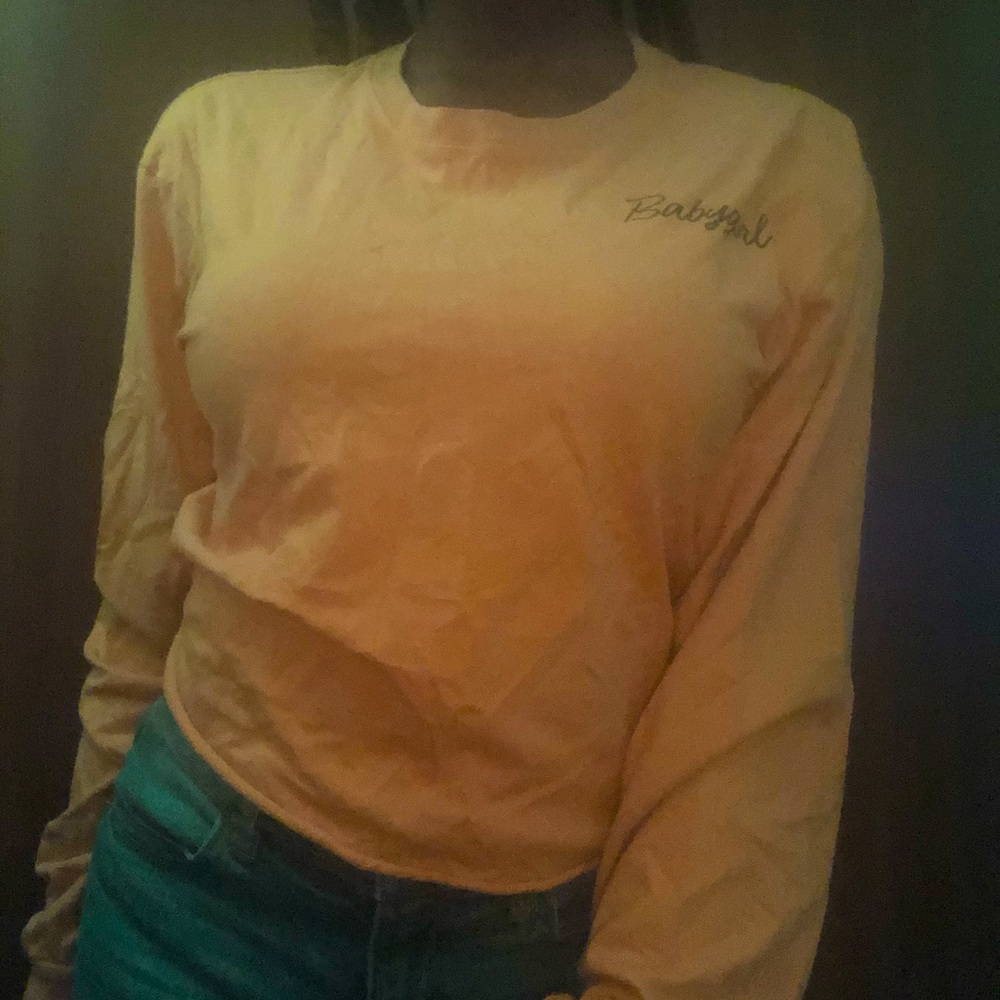Large Gold Long Sleeve "Babygirl" Crop Top